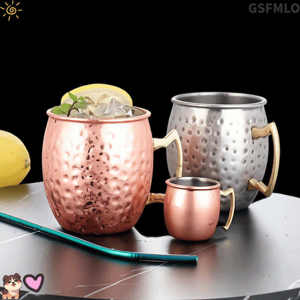 GSFMLO ค้อนจุดถ้วย, 500ml Handcrafted ถ้วยแก้ว, Strong Riveted จับเรียบแปรงลักษณะ Moscow Mule Moscow แก้ว Mule ค็อกเทลกาแฟเบียร์