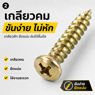 หัวร่ม STAR (แพ็ค 100 ตัว) สกรู เกลียวปล่อย หัวร่ม(แฉก) นูน ชุบรุ้ง เบอร์ 7*1/2 / 8 *1/2 / 10*1