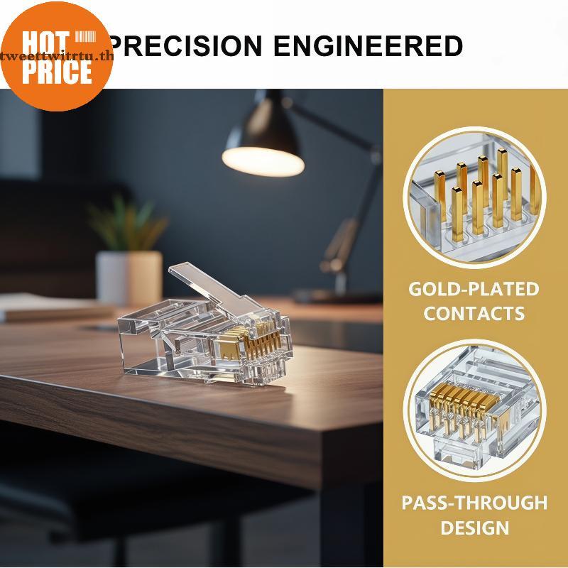 TRTU 100PCS Cat6 UTP FTP Ethernet Cable Network Connector Modular Plug สัญญาณเสถียรภาพสําหรับเล่นเกม