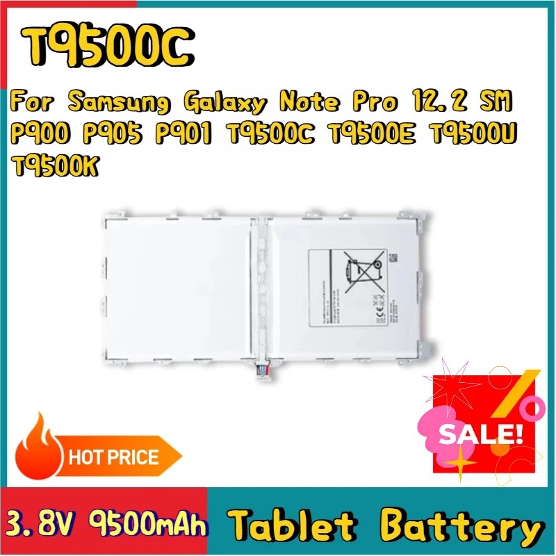 ใหม่เปลี่ยนแบตเตอรี่แท็บเล็ต 3.8V 9500mAh T9500C สําหรับ Samsung Galaxy Note Pro 12.2 SM P900 P905 P