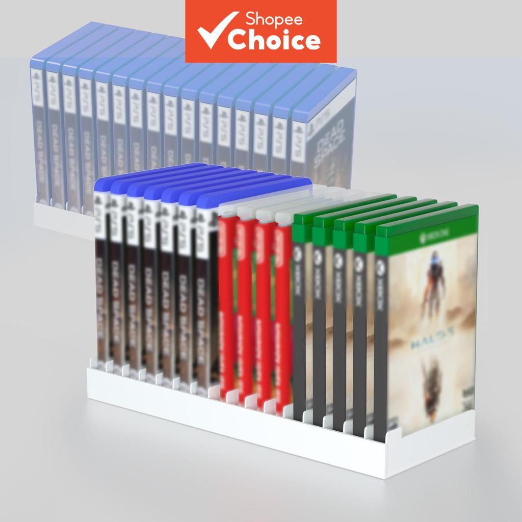 ชั้นวางดิสก์เกมสําหรับ PS4/PS5 ทําจากวัสดุ ABS ใช้จัดระเบียบและวางดิสก์ที่ใช้เล่นเกม