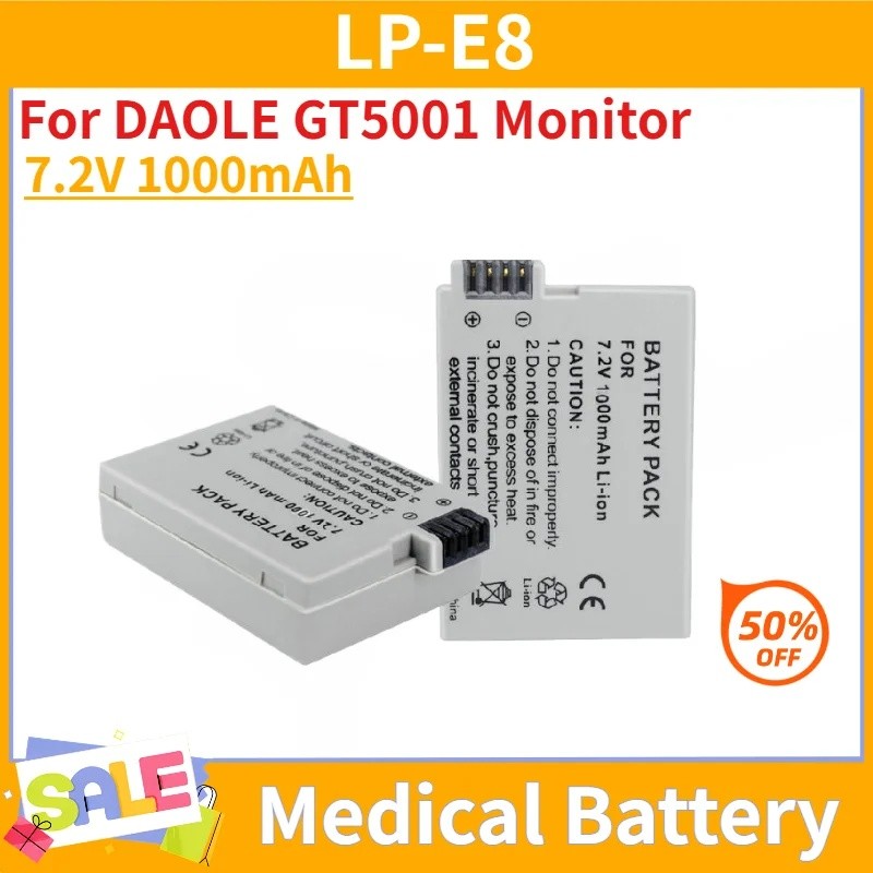 สําหรับ DAOLE GT5001 Monitor ยี่ห้อใหม่คุณภาพสูง LP-E8 7.2V 1000mAh แบตเตอรี่ทดแทน