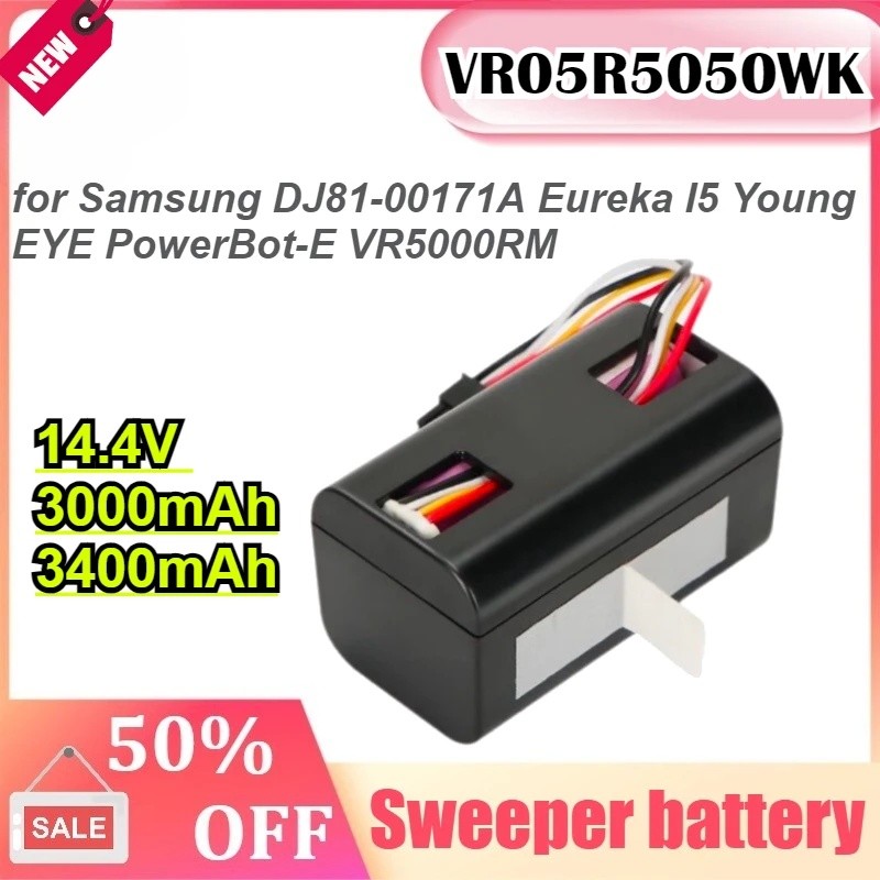 14.4V 3000/3400mAh VR05R50WK แบตเตอรี่เครื่องดูดฝุ่นสําหรับ Samsung DJ81-00171A Eureka I5 Young EYE 