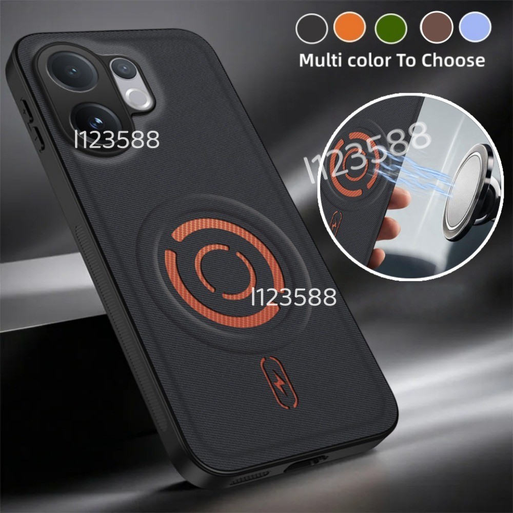 Vivo V60 5G สไตล์ Tech Textured หนังเคสโทรศัพท์สําหรับ Vivo V60 Lite V60Lite 5G 4G VivoV60 แม่เหล็กไร้สายชาร์จกันกระแทกป้องกัน Shell Cover