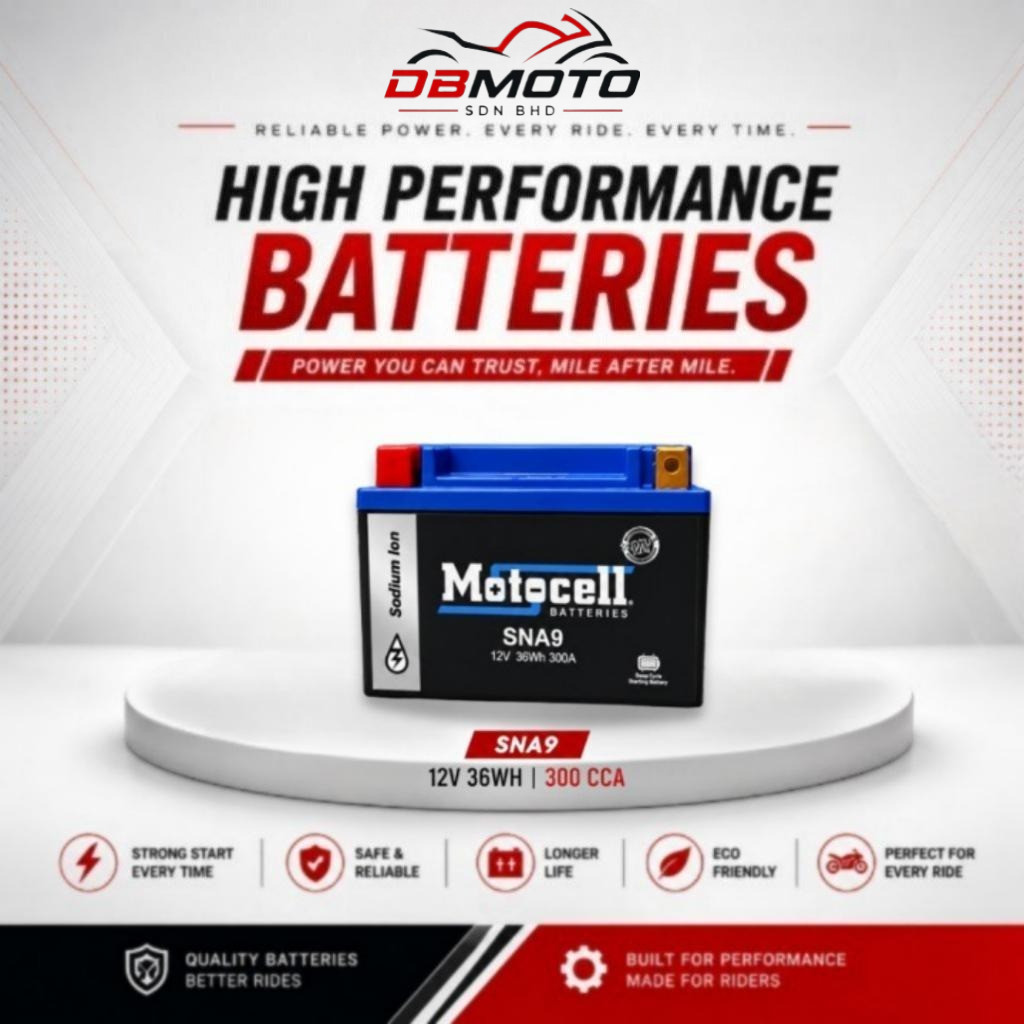 แบตเตอรี่ลิเธียมไอออน Motocell SNA9 (YTX9-BS) มอเตอร์มอเตอร์ไซค์