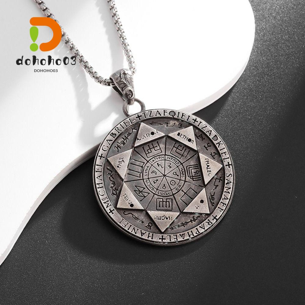 DOHOHPH 7 Archangels จี้ซีล, ขัดเครื่องประดับฮิปฮอป Solomon Amulet สร้อยคอ, แฟชั่นทางเลือกสแตนเลส Am