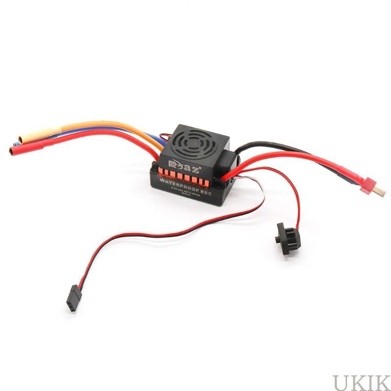 UKIK 60A ESC กันน้ํา Esc Brushless 1 10 Esc เรือระยะไกล