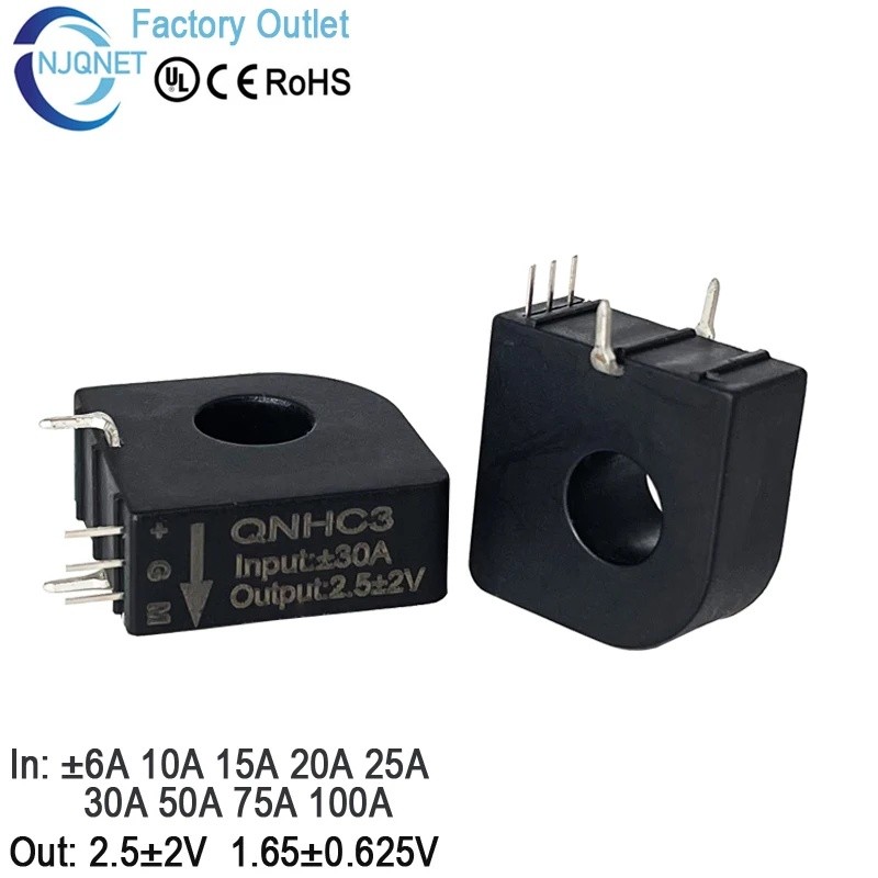 QNHC3 hall effect Current sensor 2.5±2V 10A 20A 30A 50A 100A dc pcb mount Current transformer dc cur