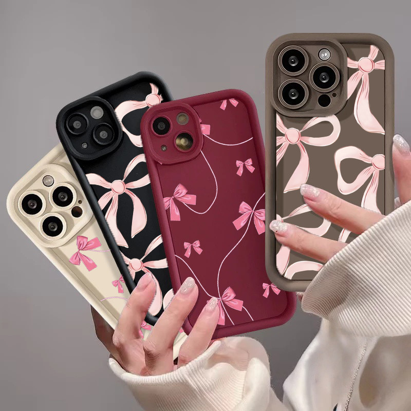 SAMSUNG 3DสีชมพูBowknotโทรศัพท์มือถือสําหรับSamsung Galaxy A10 A10S A20S A11 A01 J7 Prime A03 Core J