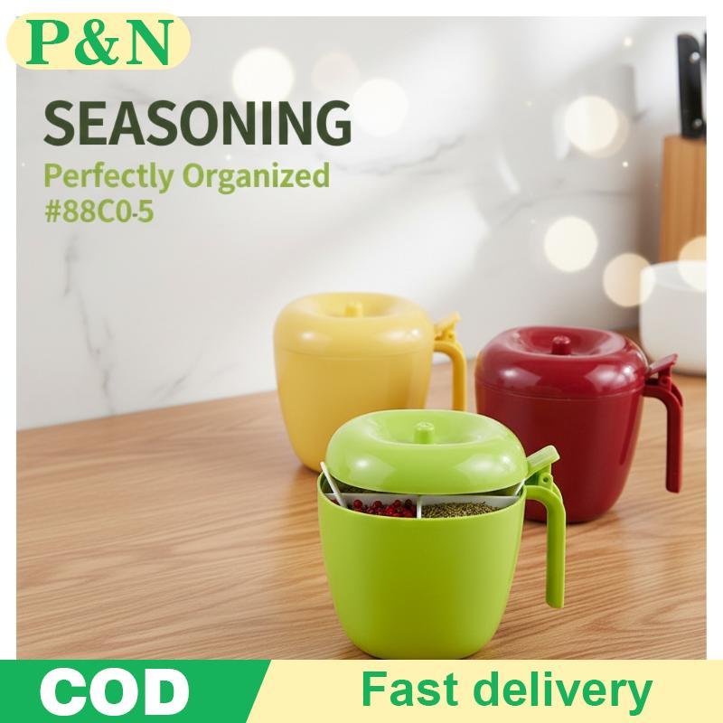 [P&N] 4 ส่วนเครื่องเทศพลาสติก Ra ที่เก็บเครื่องปรุงรส Jar คอนเทนเนอร์สําหรับ Camping Outdoor Cooking