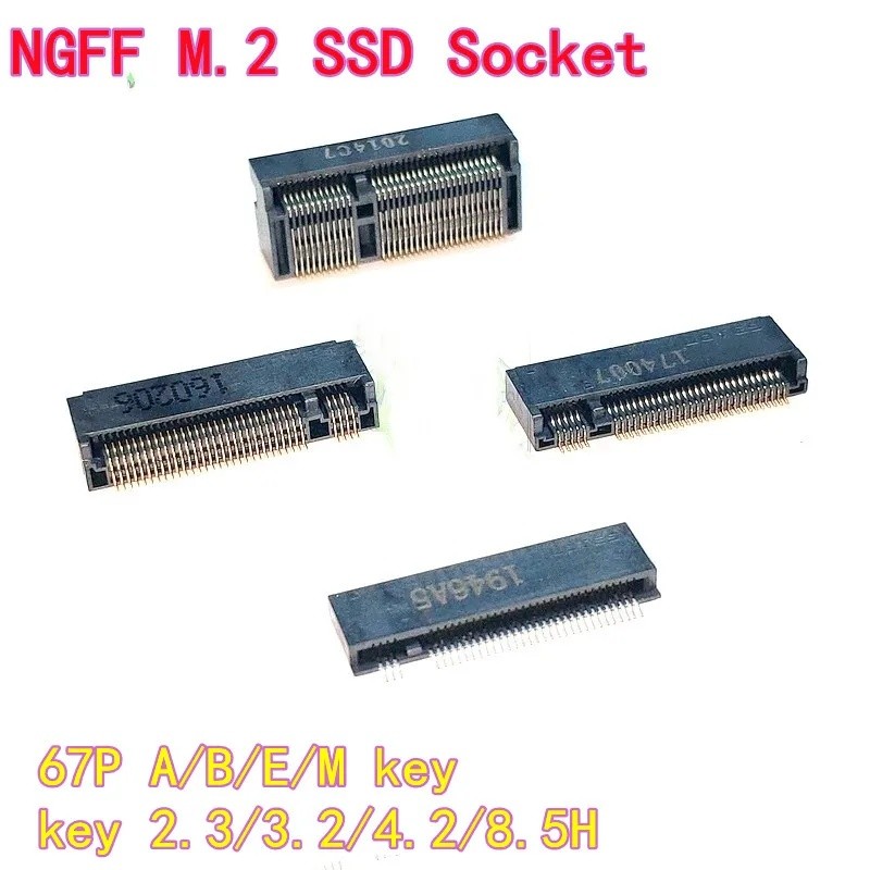 2 ชิ้น NGFF ซ็อกเก็ตอินเทอร์เฟซ M.2 อินเทอร์เฟซสําหรับ SSD ซ็อกเก็ตหญิง 67P A-Key/B-Key/E-Key/M-Key,