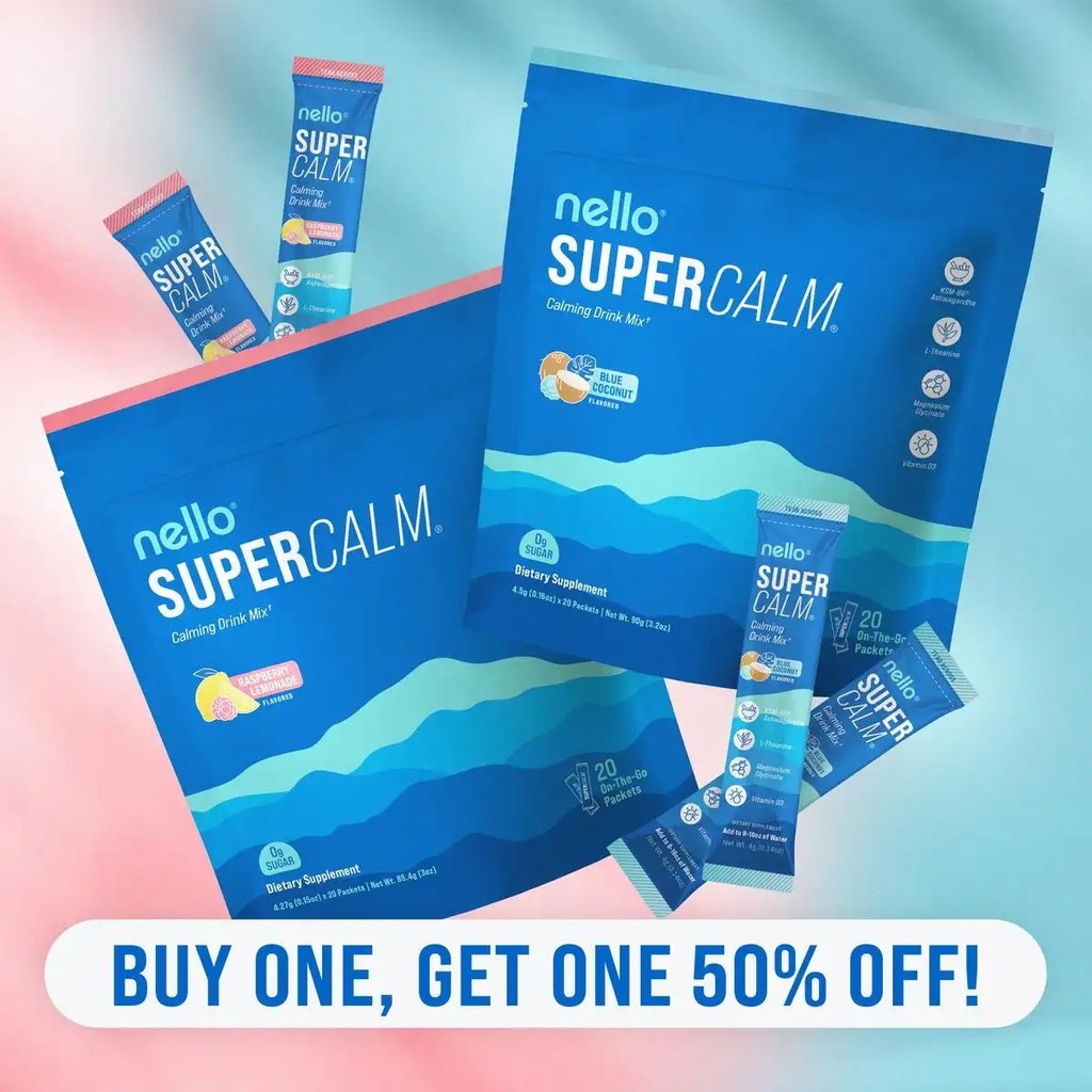 Nello SuperCalm รสชาติที่ขายดีที่สุด Bundle (2-Pack): Calming Drink Mix with K-66 Ashwagandha Vitami