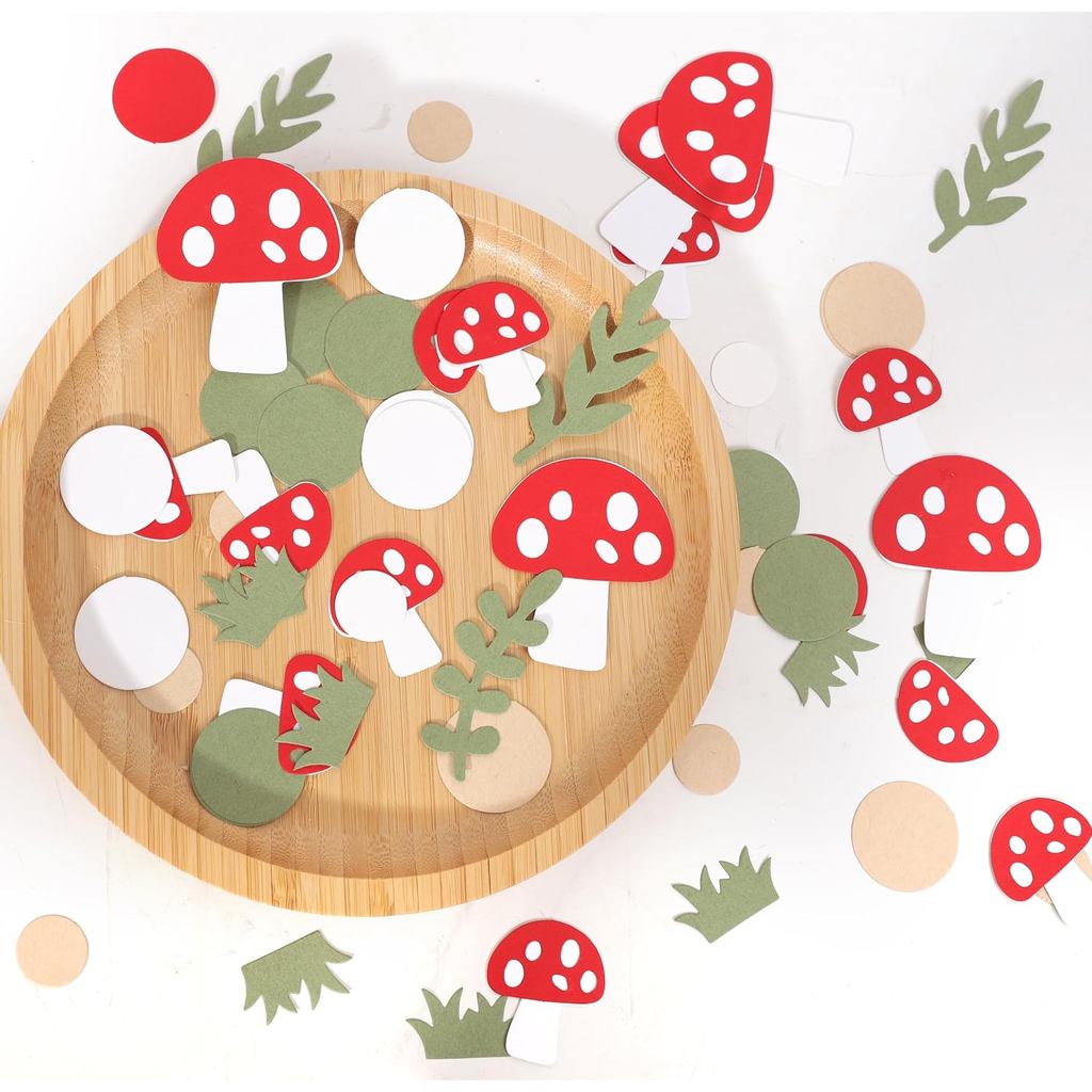 200 ชิ้นเห็ด Confetti - Woodland Party Table Decor, Woodland Confetti, ธีมเห็ดตกแต่งวันเกิด, Fairy P