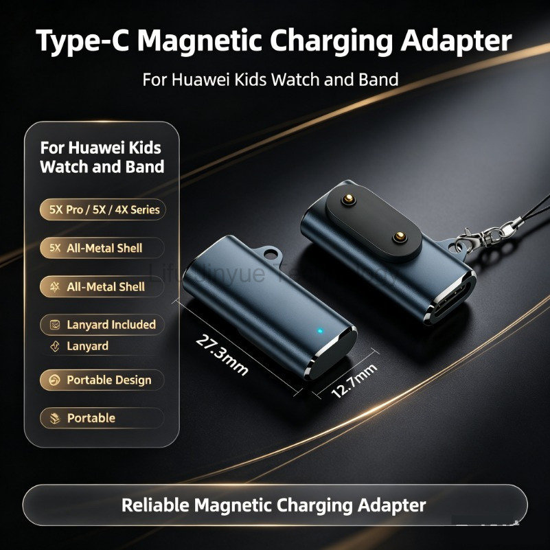 LIKAIYUE USB 5V 1A TYPE-C การชาร์จแม่เหล็กหญิง 90° Bend Adapter Cable สําหรับ Huawei honor Smart Wtc