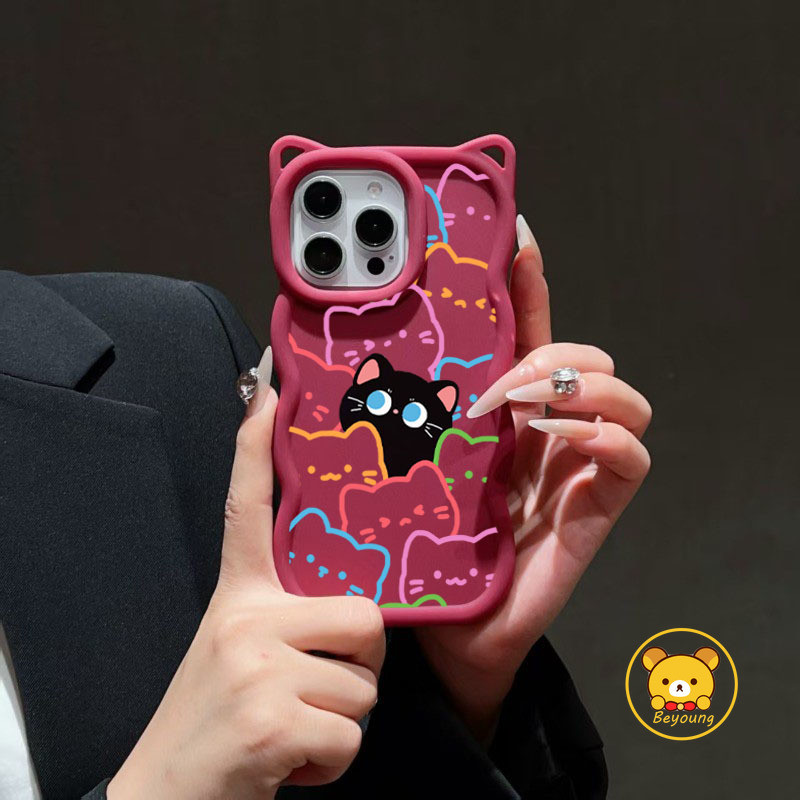 3D Waveหูแมวเคสโทรศัพท์สําหรับVivo T4X T4 T3X T3 Lite T2X T2 Pro Y95 Y93 Y91 Y91C Y12 Y12A Y12S Y11 
