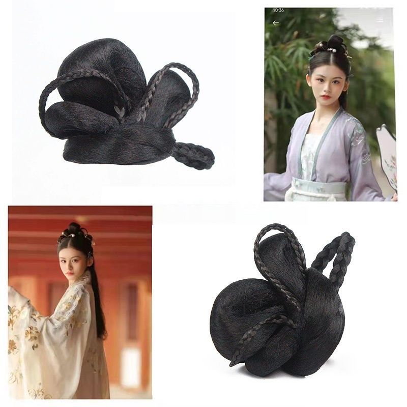 古风汉服假发女可爱日常宋制明制唐风发包仙女摄影演出cos假发A Woman with Hanfu, Wig, Ancient-style Hair Bun, Coiled Hair and Bun26
