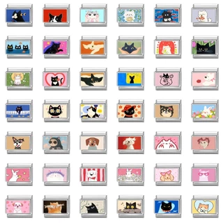 【รุ่นภาพถ่าย】🐱สร้อยข้อมือสแตนเลสแบบอิตาเลียน charm ขนาด 9 มม. เสริมบุคลิกภาพ