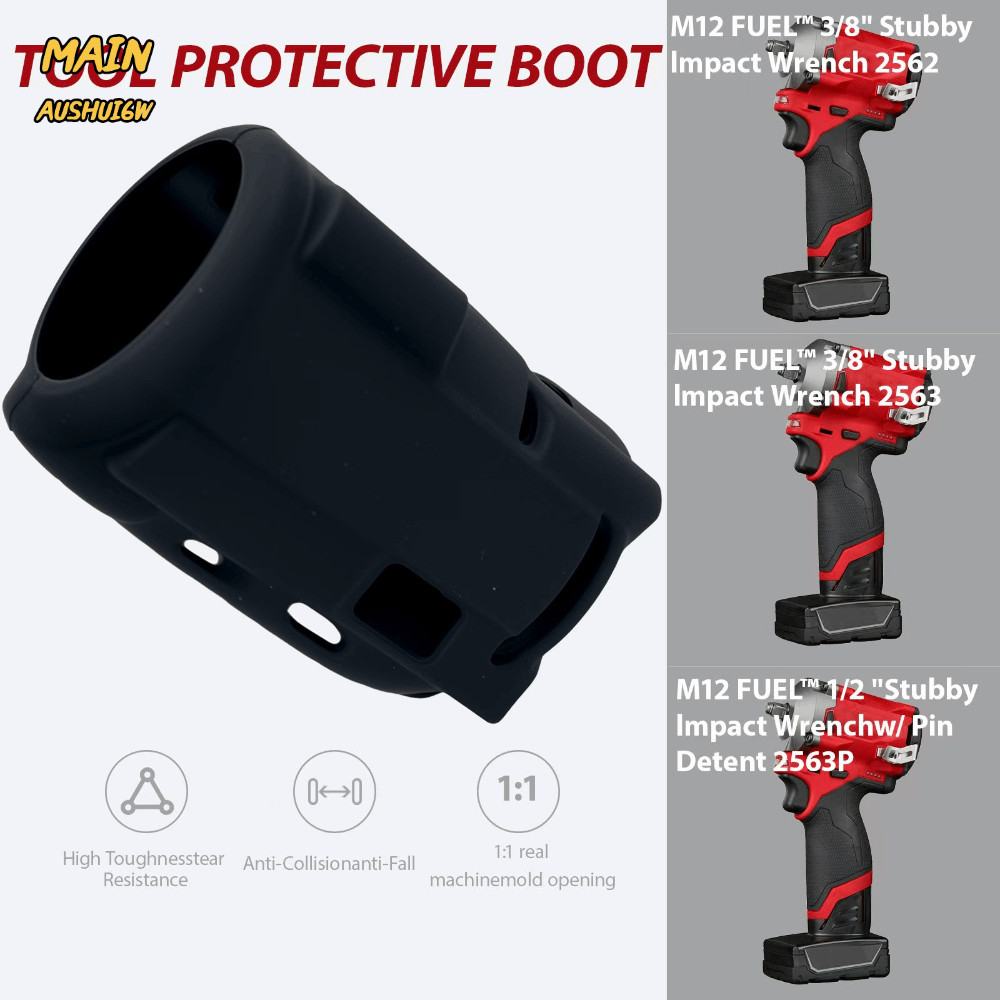 MAINAUSHUI6W Impact Driver ป้องกัน Boot, Stubby ยางประแจ Impact Protector, ทนทานอะไหล่ 1/2 และ 3/8 ป