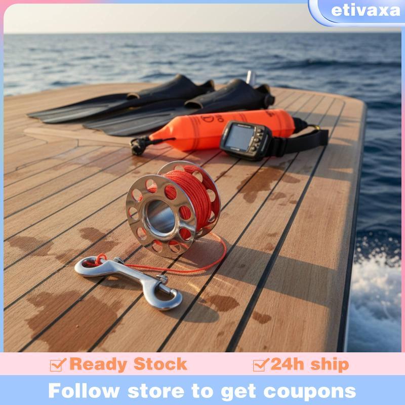 [Etivaxa] SMB Reel Double Snap Hooks สแตนเลสดําน้ํา Reel Anti-Tangle ใต้น้ําดําน้ํา Spool