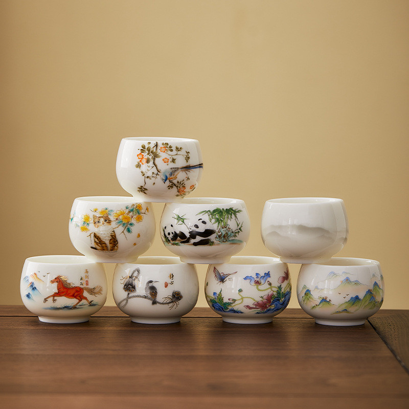 Suet หยกสีขาว Porcelain Master High-End ครัวเรือนส่วนบุคคลถ้วยเดียวดื่มชาถ้วยชา Kung Fu ชุดชาถ้วยชาเดี่ยวหรูหรา