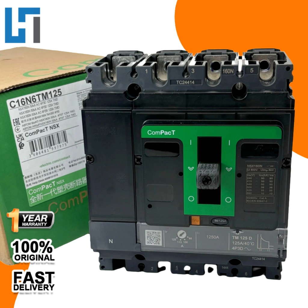 CTIH ใหม่ Original NSX Circuit Breaker C16N6TM125 molded กรณี Circuit Breaker NSX160N TMD 125A 4P3D 