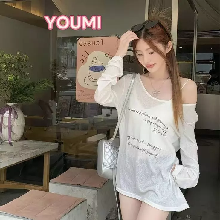 เสื้อแขนยาว เสื้อชีฟองทรง Ovesize ใส่แมทช์เสื้อสายเดี่ยว หรือ บิกินี่ ใส่คลุมได้ทุกงาน ทรงหลวม พิมพ์ลาย สาว เซ็กซี่