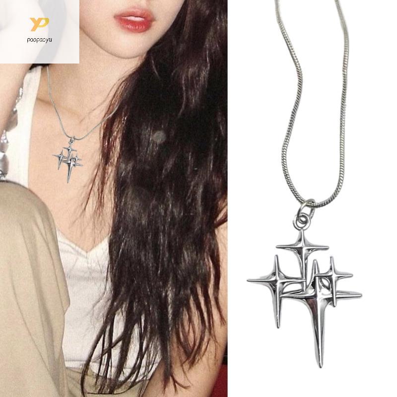 PPY Cross สร้อยคอChoker Four Pointed Star สร้อยคอ Crucifix จี้สร้อยคอ