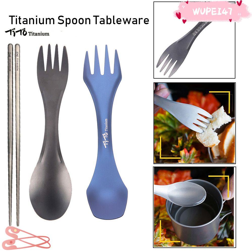 WUPEI47AD ช้อนด้ามยาวคุณภาพสูง EDC Camping เครื่องมือช้อนส้อมแบบพกพา