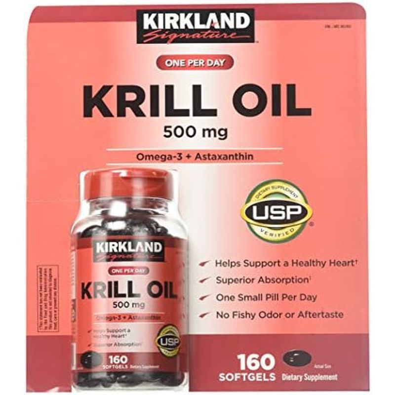 Kirkland Signature Krill Oil 500 Milligram 160 ซอฟท์เจล