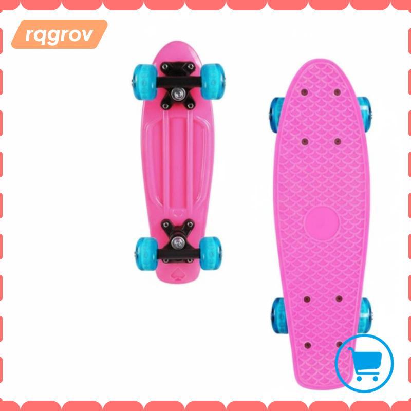 [rqgrov] Mini Children Skateboard Light Up Wheels Penny Board สําหรับผู้เริ่มต้นเล่นกีฬากลางแจ้ง