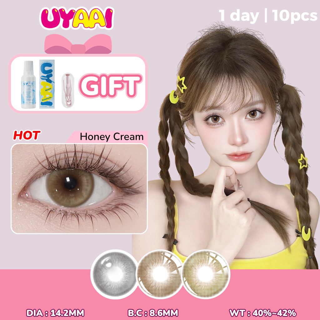 [FDA] UYAAI รายวันเลนส์  Vanilla Girl คอนแทคเลนส์ธรรมชาติ Olive Breeze 10 ชิ้นคอนแทคเลนส์ +น้ำยาล้าง60มล+แหนบ 14.2 มม.