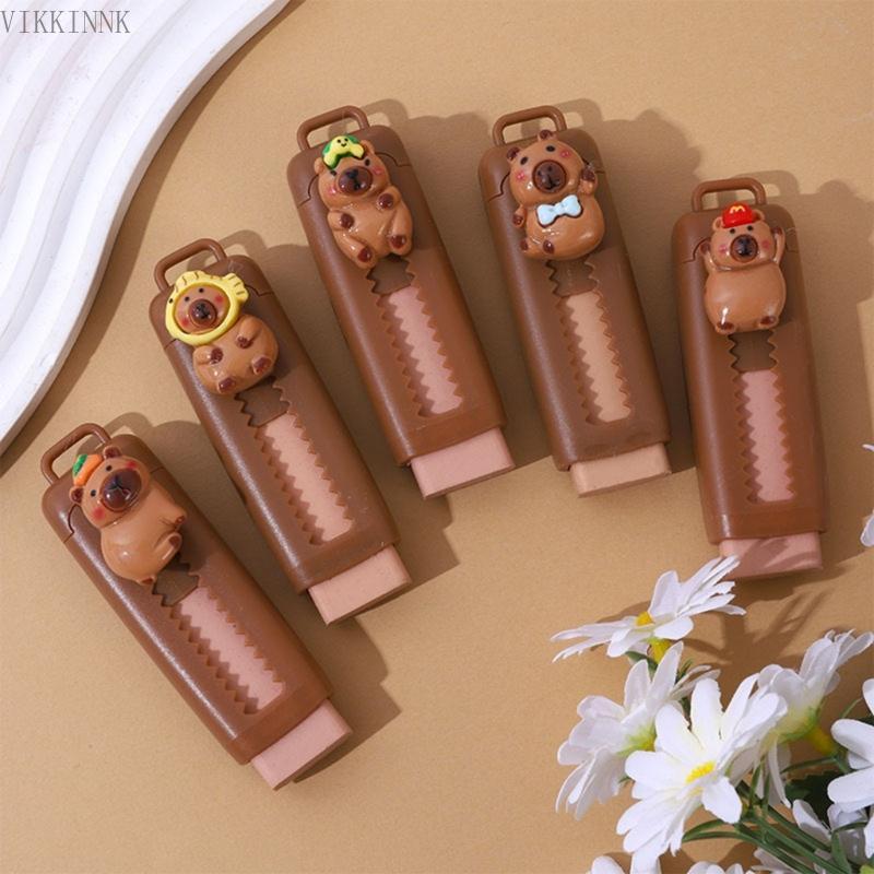 VIKK Push Pull Eraser เลื่อนยางลบดินสอแบบพับเก็บได้ Easy Erasing รีฟิลสําหรับนักเรียนเขียนการวาดภาพ Sketchin