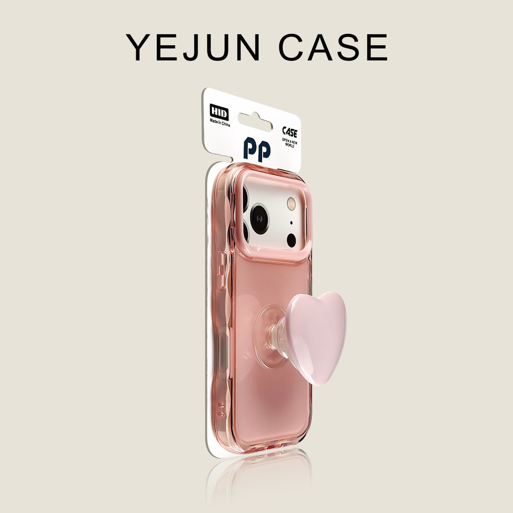 Ins Contrast Color Jelly Wave Love Bracket เคสโทรศัพท์มือถือที่ใช้งานได้ iPhone18 17 16 15 14 13 12 Pro Max กันกระแทกป้องกันกล้อง Anti-fall Hard ฝาหลัง