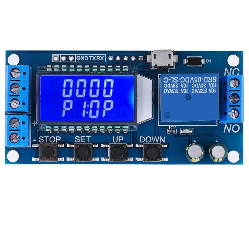 5V 12V 24V โมดูลรีเลย์หน่วงเวลาปิดรอบรีเลย์ 0.01s-9999min พร้อมจอแสดงผล LCD