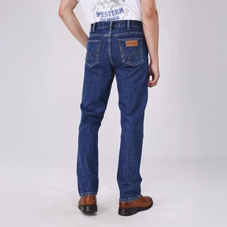 WRANGLER กางเกงยีนส์เอวกลางทรงขากระบอก MWZ รุ่น WR WRMWZ227 แรงเลอร์ กางเกงยีนส์ เสื้อผ้าผู้ชาย กางเกงผู้ชาย DENIM