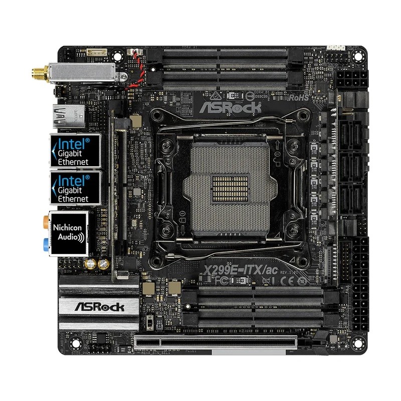 ASRock X299E-ITX/ac Mini ITX เมนบอร์ด DDR4 Intel X299 LGA 2066 รองรับ i9-9940X 9800X 7800X 10900X cp