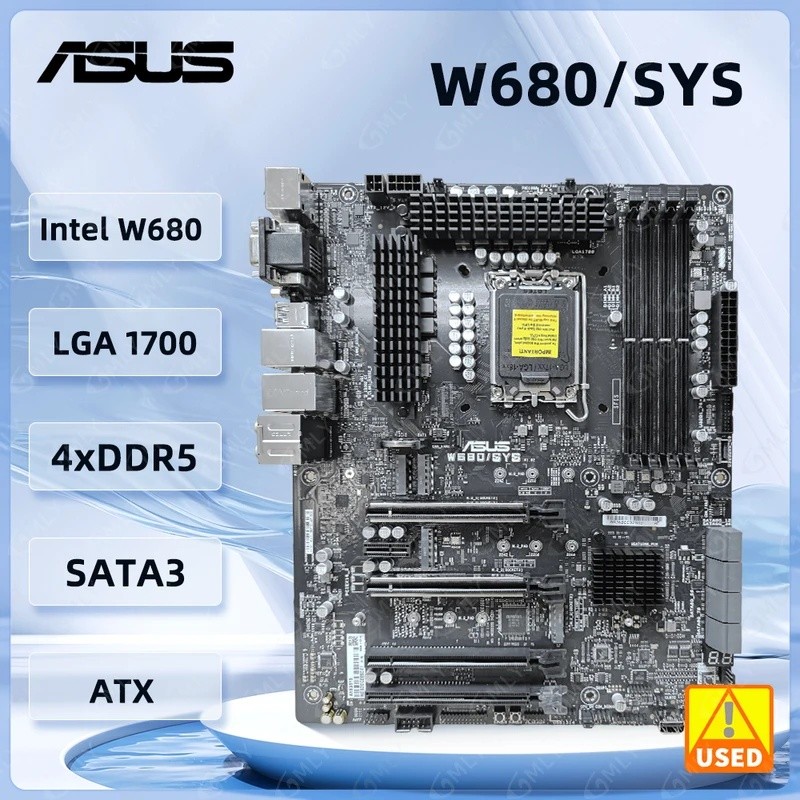 ASUS W680 เมนบอร์ด W680/SYS Intel W680 LGA1700 DDR5 2933 ECC Dual M.2 รองรับ i5-13400F i9-12900 i7-1