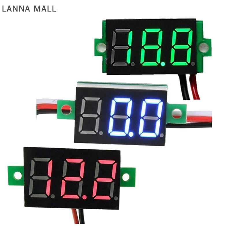 มินิ0.36นิ้ว DC4.5V-30V ดิจิตอลสีแดงสีเขียวสีฟ้าแผงแสดงผลโวลต์มิเตอร์ทดสอบโวลต์มิเตอร์รถจักรยานยนต์ม