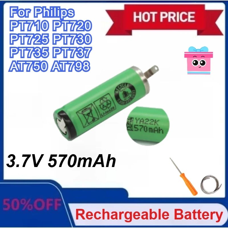 ใหม่ 570mAh เครื่องโกนหนวดแบตเตอรี่สําหรับ Philips PT710 PT720,PT725,PT730,PT735,PT737,AT750,AT798,A