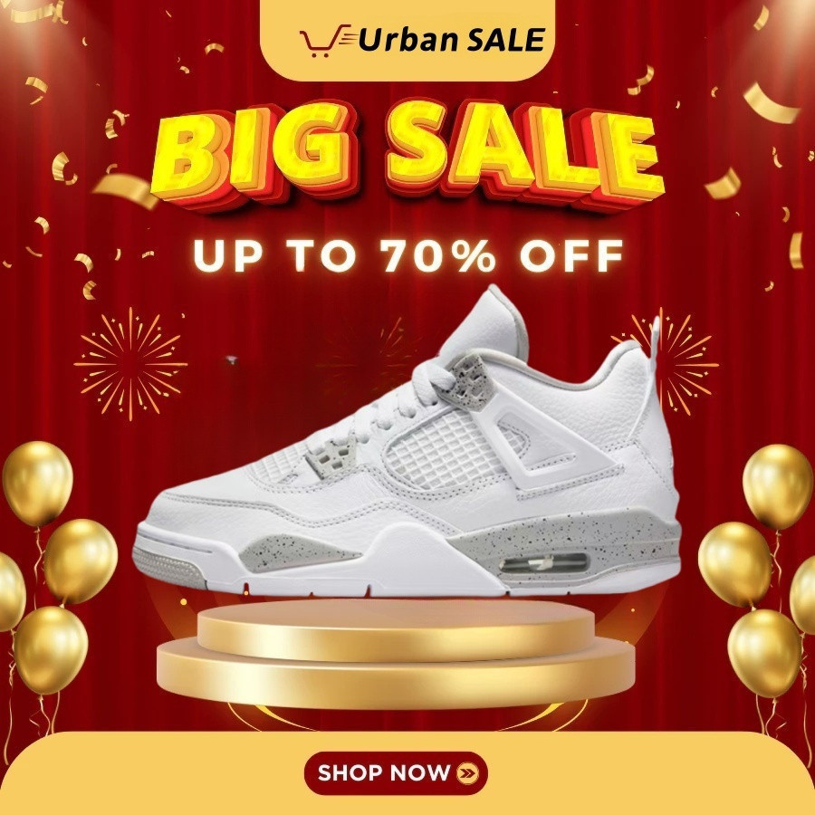 รองเท้าบาสเก็ตบอลผู้ชาย Air Jordan 4 UA Cement White Lowcut
