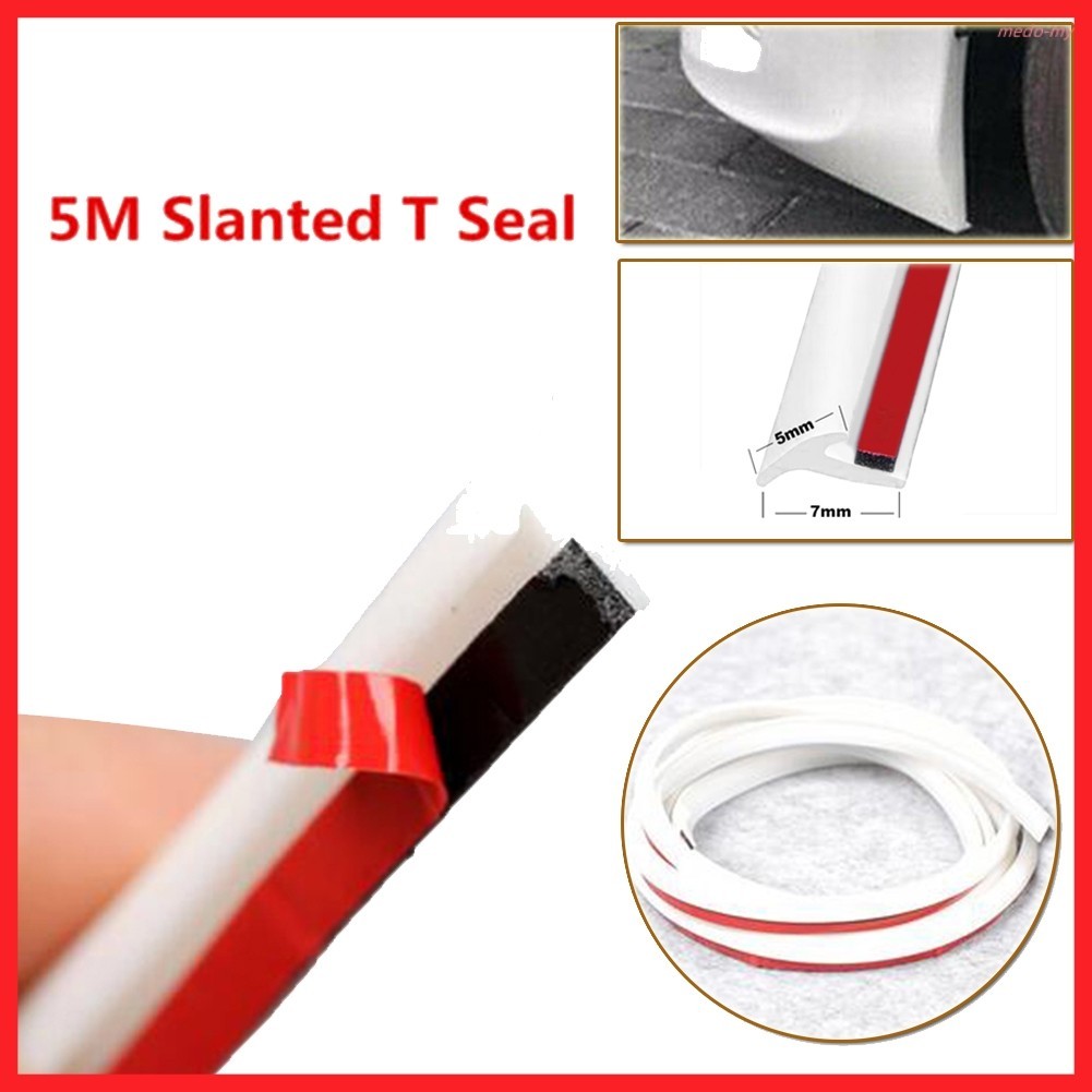 [MED]5M T-Type Rubber Sealing Strip สีขาวสําหรับรถยนต์สําหรับ Edge Trim กันชน Lip Side Skirt