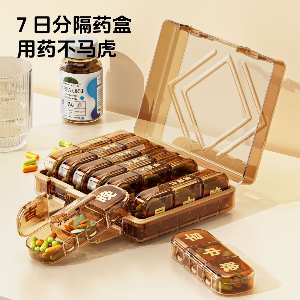 Old Man Box Seven Days a Week 28 Grids Eating Reminder Box แบบพกพาขนาดใหญ่-ความจุกล่องผลิตภัณฑ์