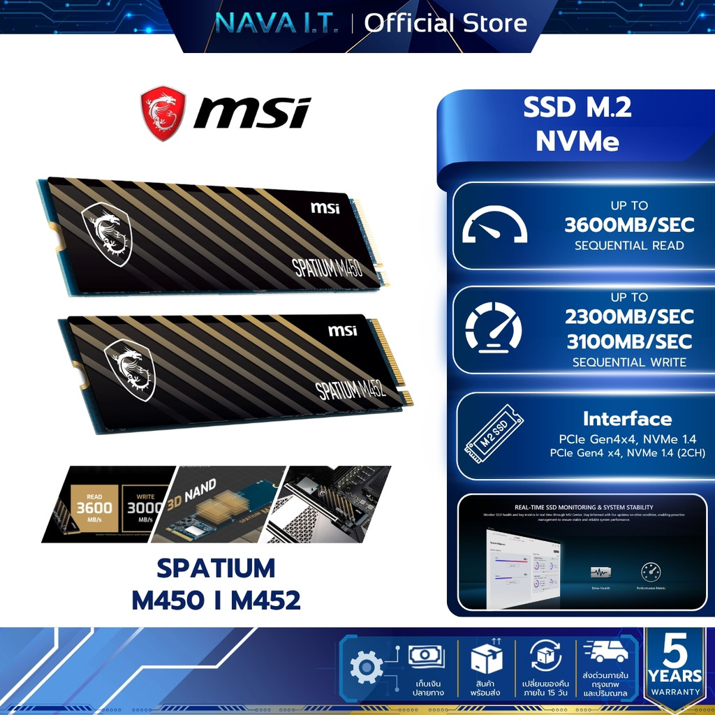 MSI SSD SPATIUM M450 I M452  500GB-1TB PCIe 4.0 NVMe M.2