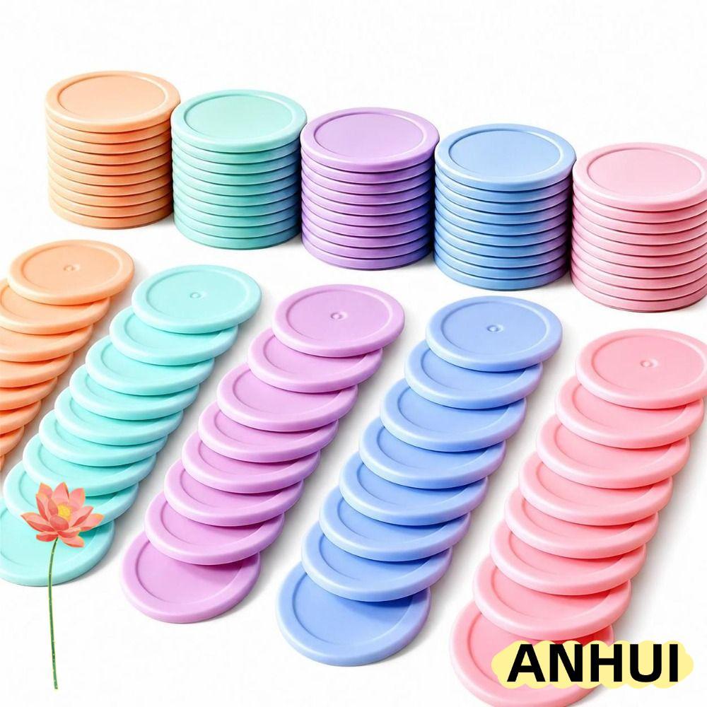 ANHUI 50 ชิ้นรอบนับชิป,เรขาคณิตพลาสติก Montessori บิงโกชิป,ที่มีสีสันน้ําหนักเบาเกมโทเค็น Montessori การเรียนรู้