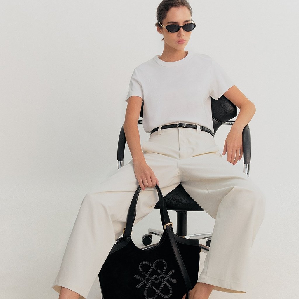 [Pomelo] กางเกงขายาวเอวสูงทรงขากว้าง / High Waist Wide Leg Pants - Off