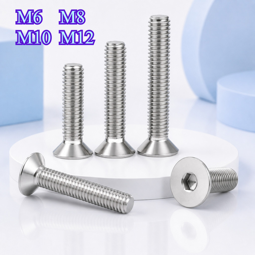 ชุบนิกเกิล Countersunk Hex ซ็อกเก็ตสกรู M6-M12 สําหรับเฟอร์นิเจอร์และเครื่องจักร【第二批链接WY】