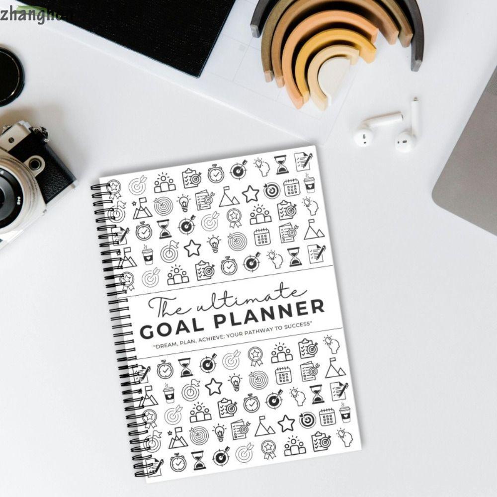 ZHANGHONG Goal Planner Notebook, Undated Creative Goal Progress Tracker, Paper Portable Thicken Jour