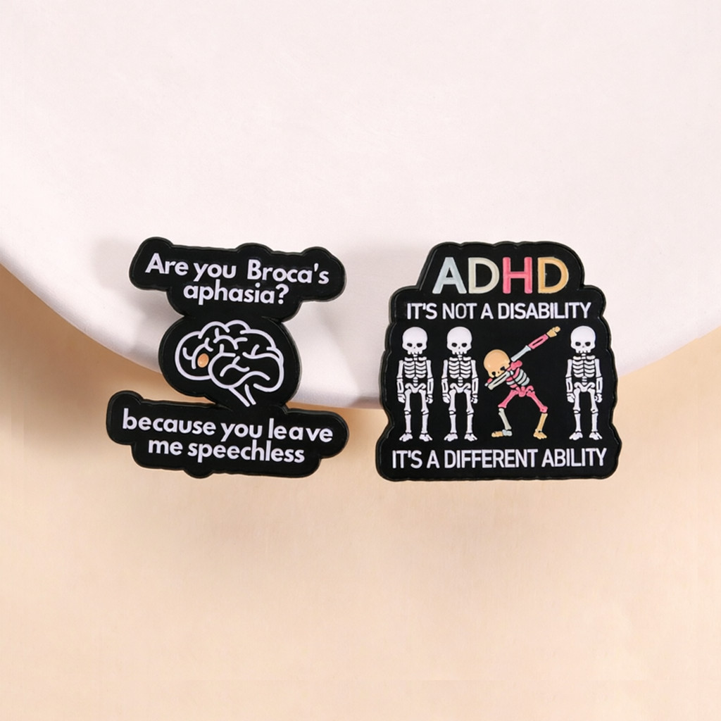 ADHD Neurodiversity Meme เคลือบ Pin Quirky Medical จิตวิทยาเข็มกลัดสําหรับกระเป๋าเป้สะพายหลังเสื้อผ้าอุปกรณ์เสริมของขวัญสําหรับเพื่อน
