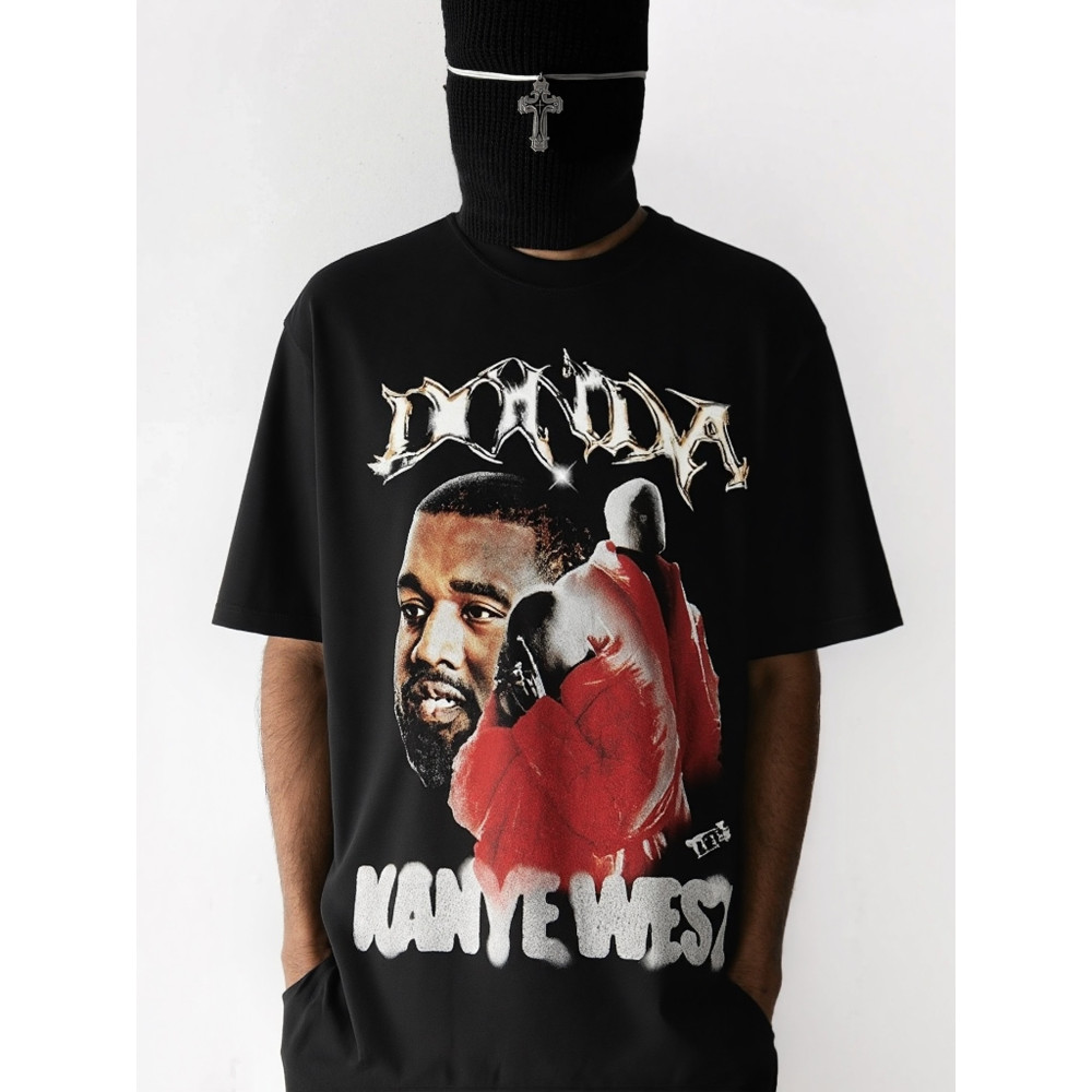 Kanye West Kanye West Coast American Retro Heavy Pure Cotton Loose Small Neckline Short Sleeve T-Shi