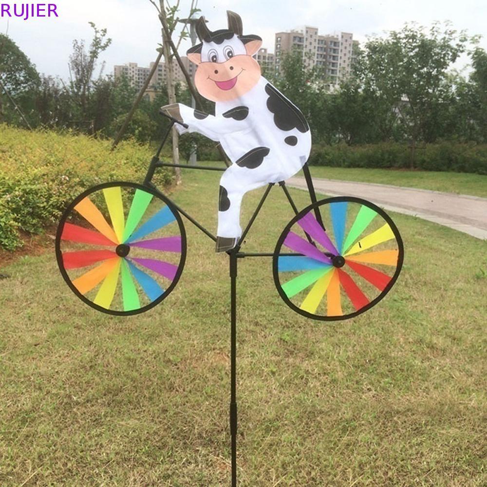 RUJIER Wind Spinner On Bike Animal Jewelry สนามหญ้า Yard DIY Garden Decor